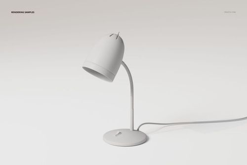 Modern bedside lamp with a curved neck and dome-shaped shade in matte white, shown on a plain surface.