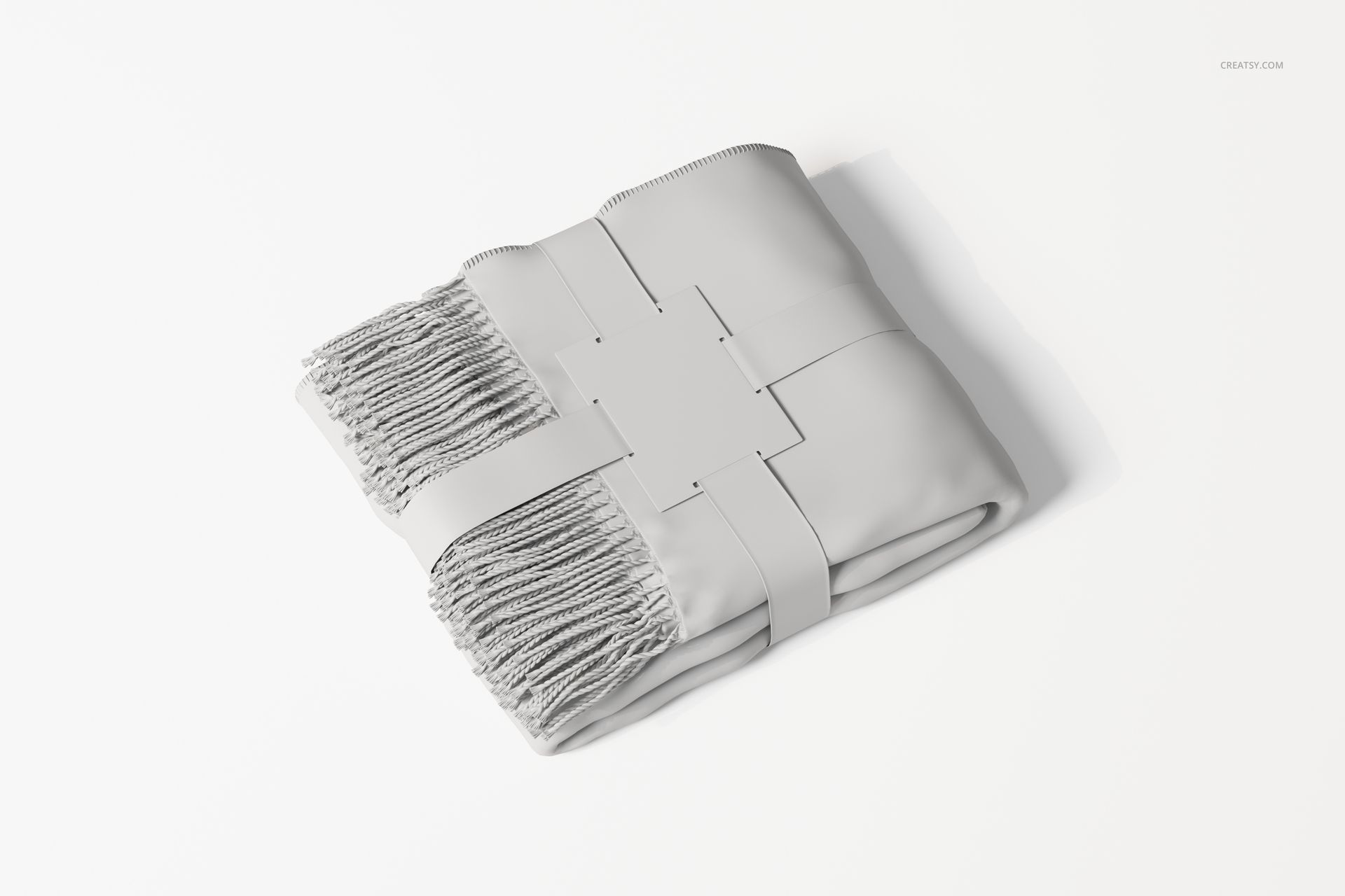 Folded Fringe Blanket with Label 3D Model - mockup screenshot 3