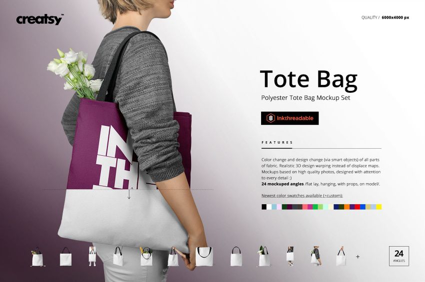 Polyester Tote Bag Mockup Set - mockup screenshot 1