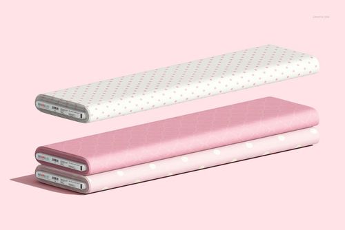 Fabric bolts mockup set with cotton and jersey textures, displaying subtle geometric and dotted designs.