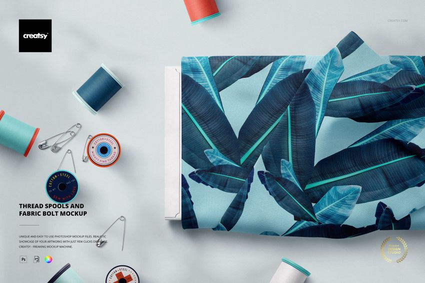 Thread Spools and Fabric Bolt Mockup - mockup screenshot 1