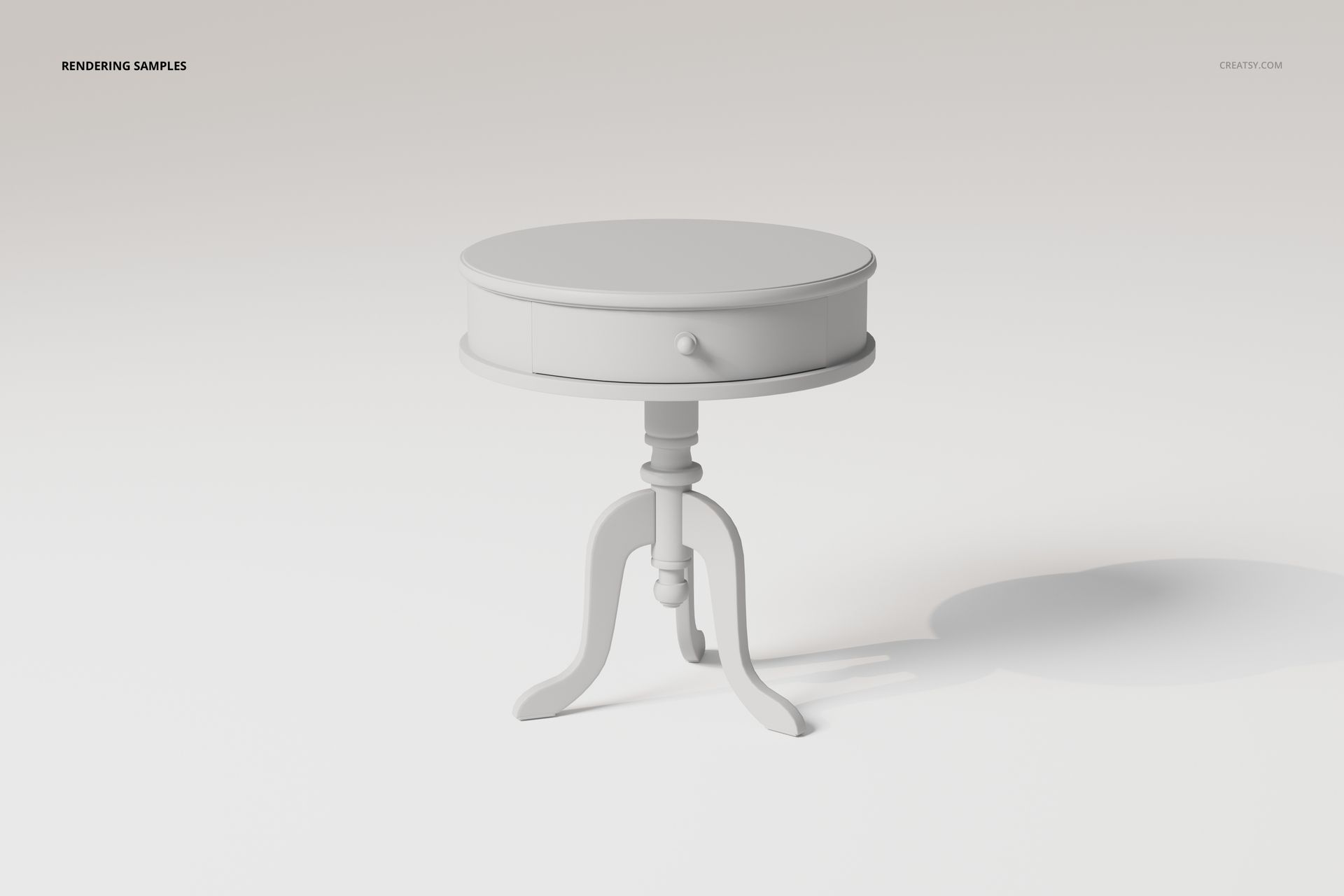 Vintage Style Bedside Table 3D Model - mockup screenshot 2