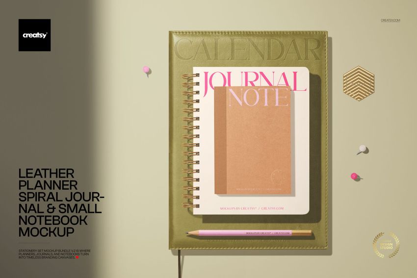 Leather Planner Spiral Journal and Small Notebook Mockup - mockup screenshot 1