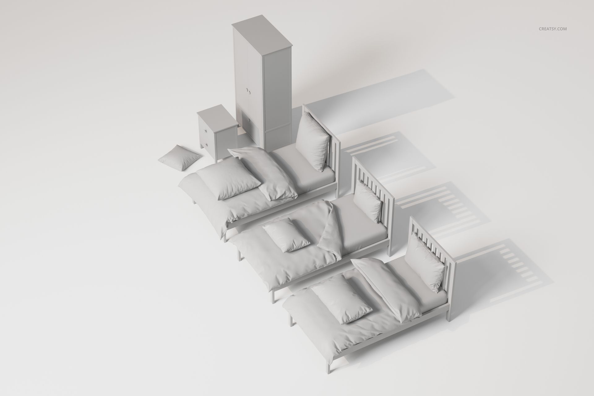 Kids Bedroom Furniture & Bedding Set 1 3D Model - mockup screenshot 3