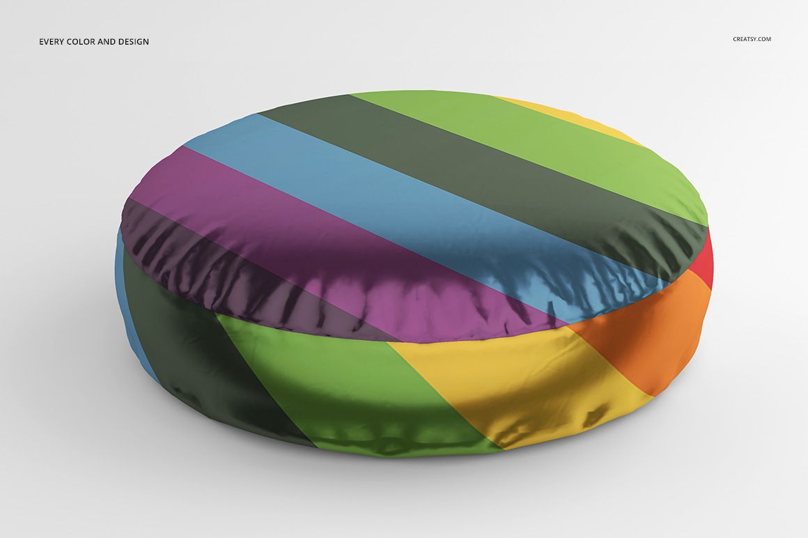Round Shiny Fabric Pillow 2 Set Mockup - mockup screenshot 4