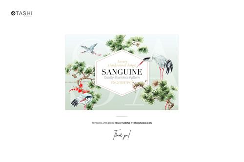 Front view of chopsticks and napkin mockup set featuring a nature-inspired pattern with birds and pine branches.