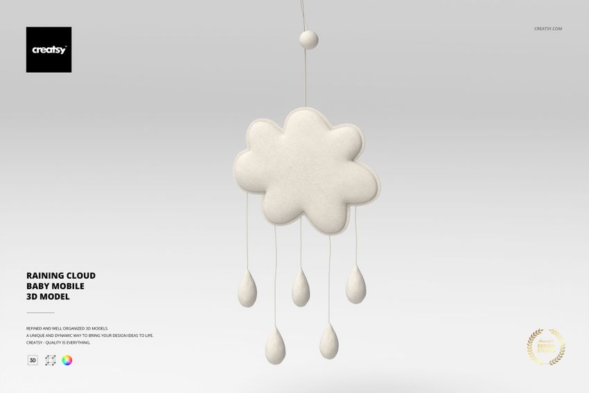 Raining Cloud Baby Mobile 3D Model - mockup screenshot 1