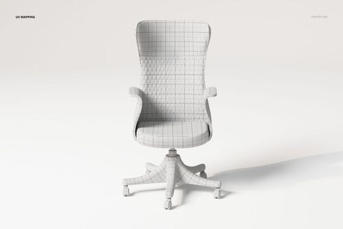 Front view of a wavy-line armchair 3D model with a grid pattern texture on a white background.