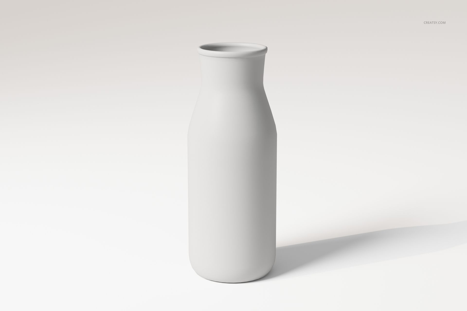 Minimalist bottle vase with smooth matte surface, shown in front view against a light neutral background.