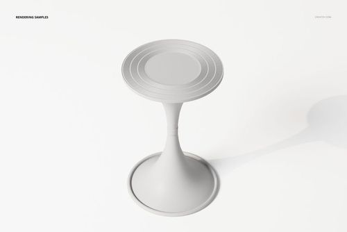 Round double-sided chalice table in matte white, shown from an angled top view on a plain white background.
