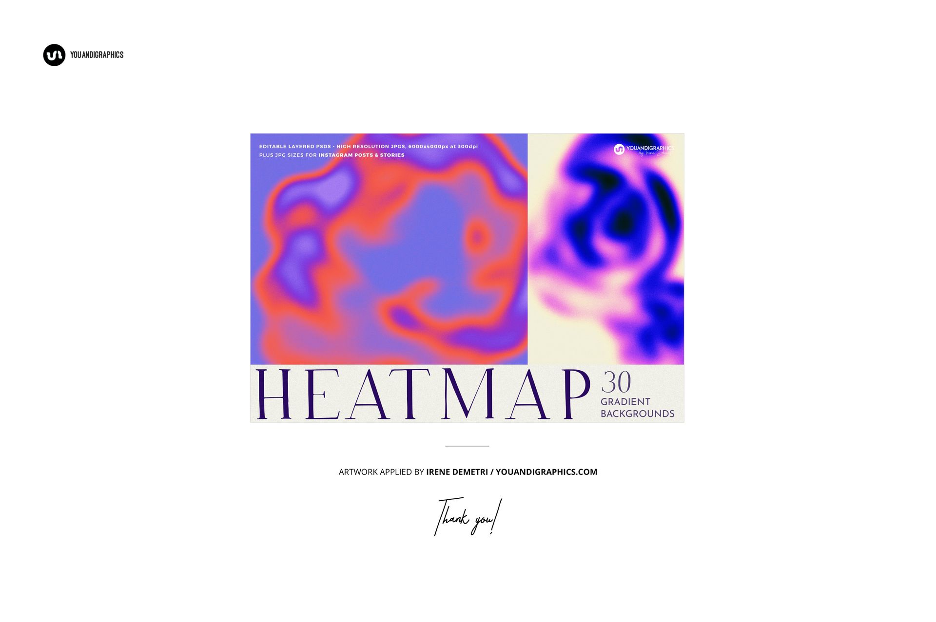 Fleece blanket mockup featuring a colorful abstract heatmap pattern in purple, orange, and blue tones, front view.