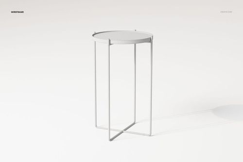 Round metal tray table with a minimalist wireframe design, shown from a front angle on a light background.