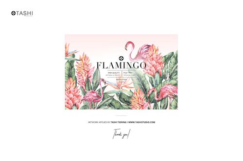 Front view of sublimation tube socks mockup featuring a tropical flamingo and floral pattern on a white background.