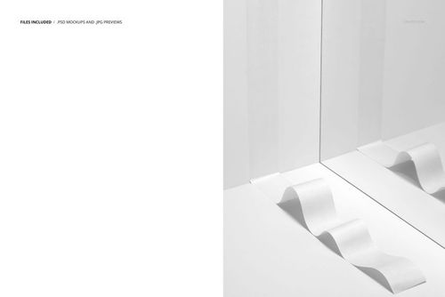 White packaging tape mockup shown from a side angle, with the tape reflected in a tall mirror on a white background.