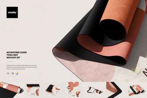 Microfiber Suede Yoga Mat Mockup Set - mockup preview 1