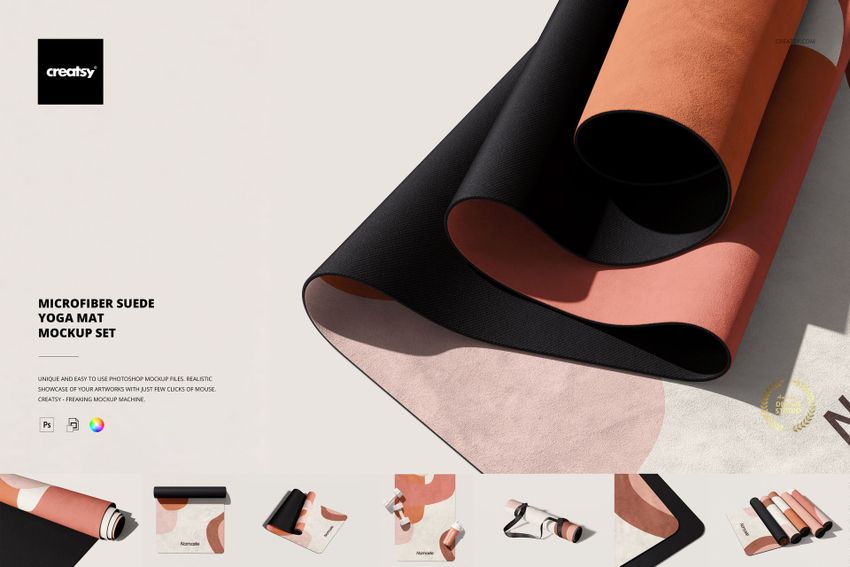 Microfiber Suede Yoga Mat Mockup Set - mockup screenshot 1