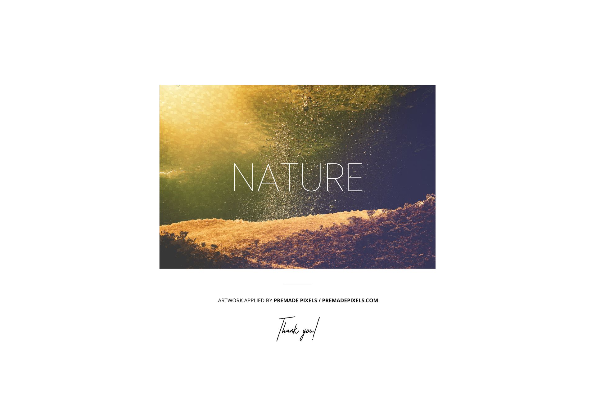 Front view of a vinyl record cover mockup with a split effect design, featuring a nature-themed image in warm tones.