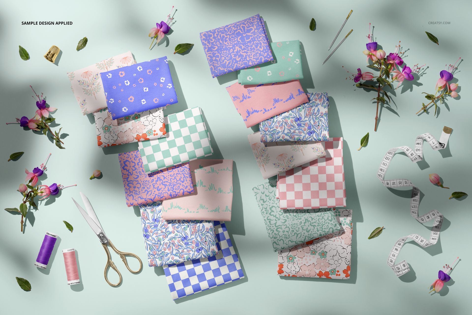 Floral Scene Jersey Fabrics Mockup - mockup screenshot 4