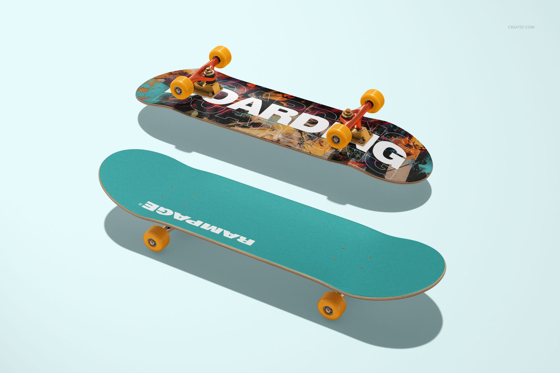 Skateboard Deck with Track and Wheels Mockup Set - mockup screenshot 7