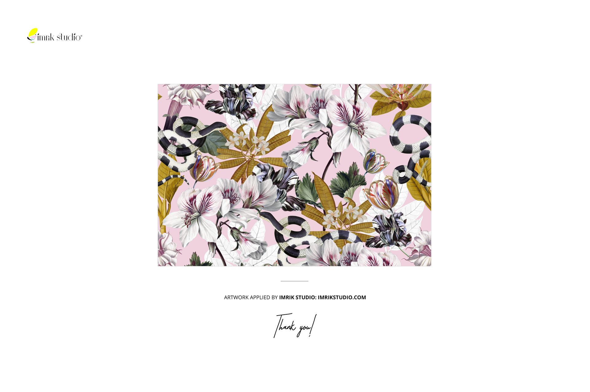 Jersey fabric mockup displaying a botanical and snake print design with pastel pink background, viewed from the front.