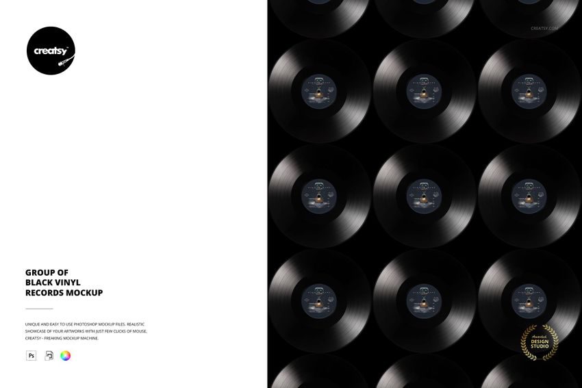 Group of Black Vinyl Records Mockup - mockup screenshot 1