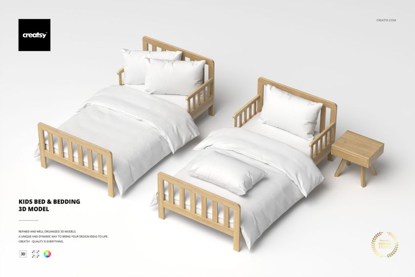 Kids Bed & Bedding 3D Model - mockup screenshot 1