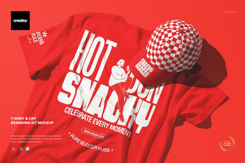 T-shirt & Cap Branding Kit Mockup - mockup screenshot 1