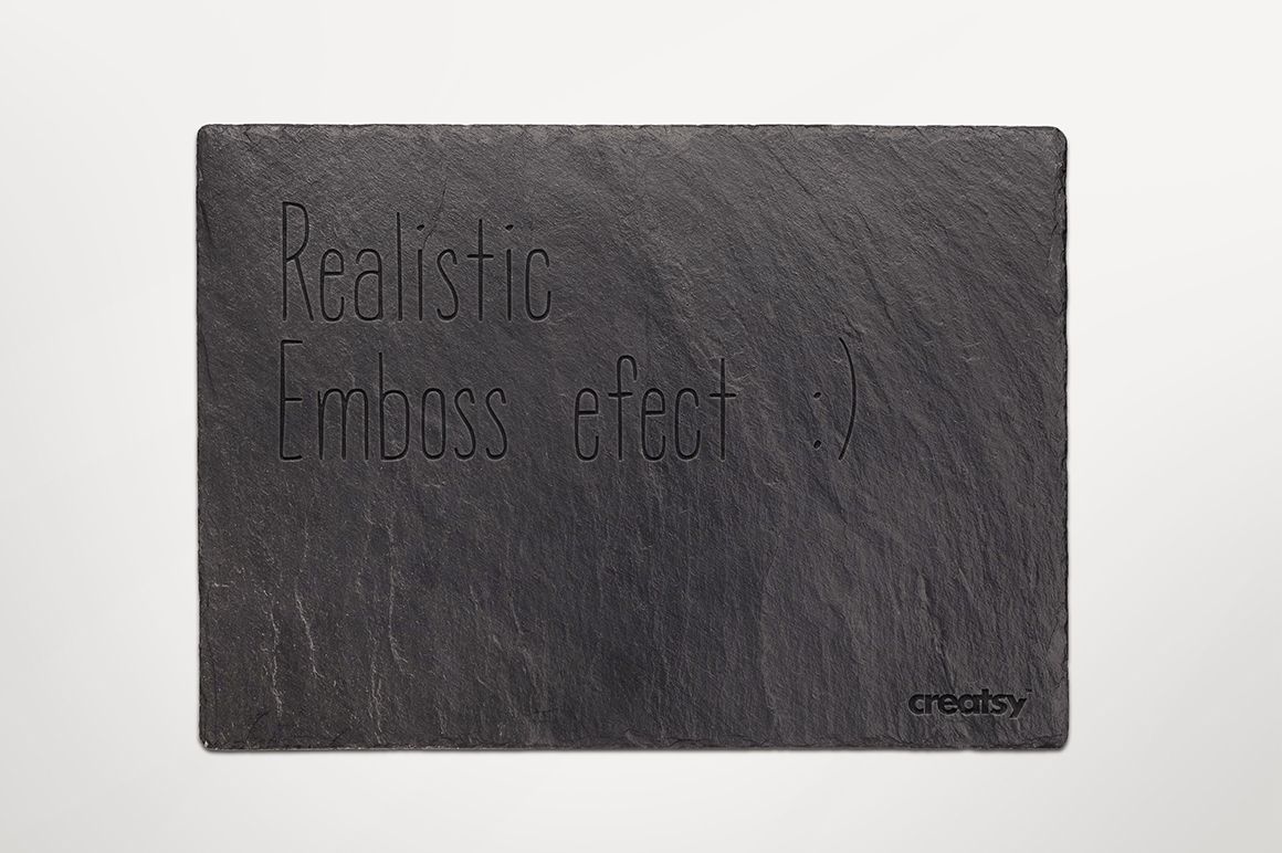 Slate plate mockup featuring subtle embossed lettering, displayed flat with a clean white backdrop.