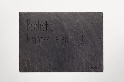 Slate plate mockup featuring subtle embossed lettering, displayed flat with a clean white backdrop.