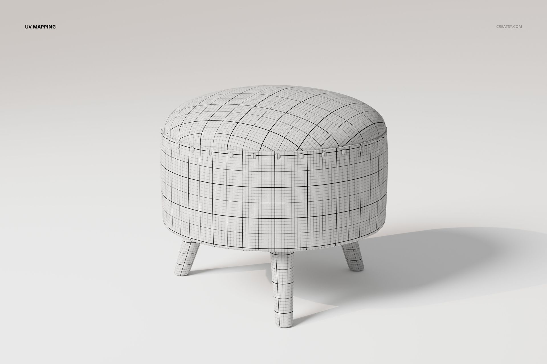 Leather-Upholstered Ottoman 3D Model - mockup screenshot 4