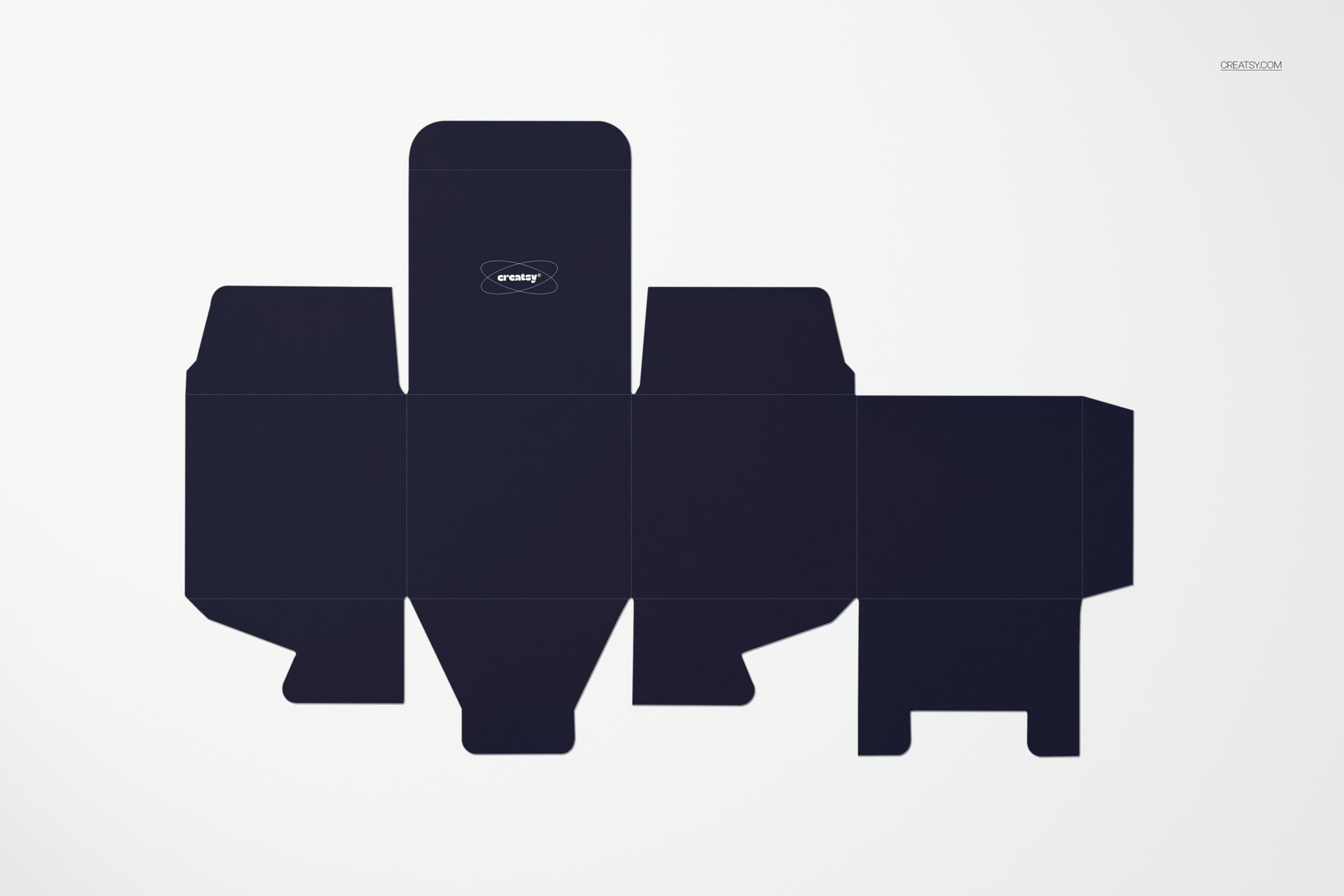Front view of a dark unfolded box template on a white background, designed for a cream glass jar packaging mockup.