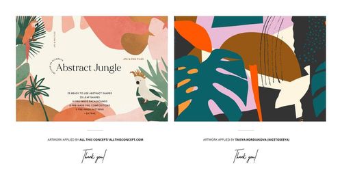 Swimming pool towel mockup featuring colorful abstract patterns and tropical elements, shown from a top-down perspective.