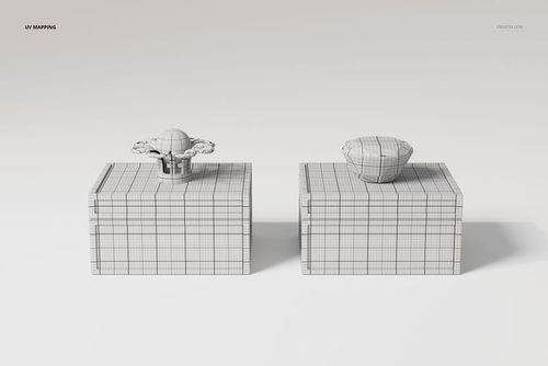 Front view of two art deco jewelry boxes with wireframe mesh design, placed side by side on a plain surface.