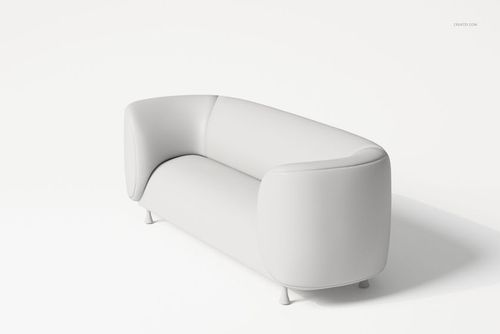 Oval-shaped modern sofa in light gray color, shown from a front angle on a plain white background.