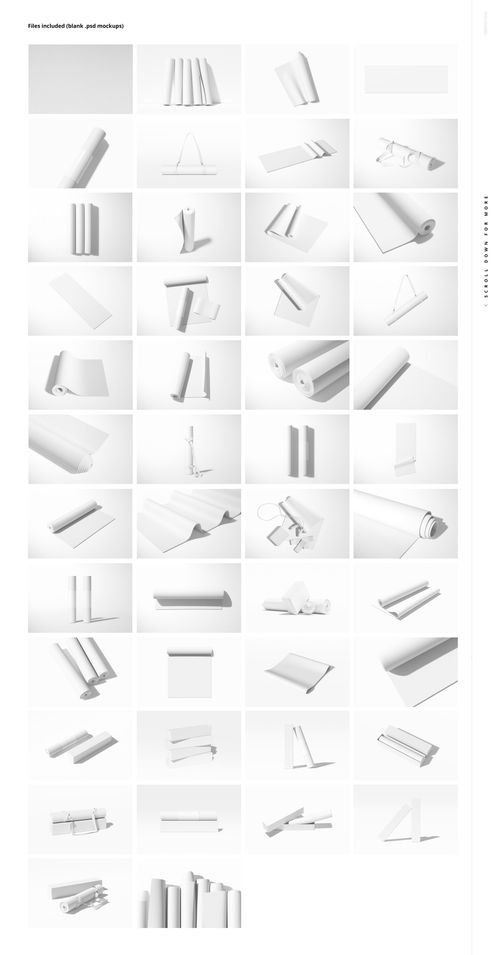 Collection of yoga mat mockups in various positions, including rolled, flat, and folded, on a light background.