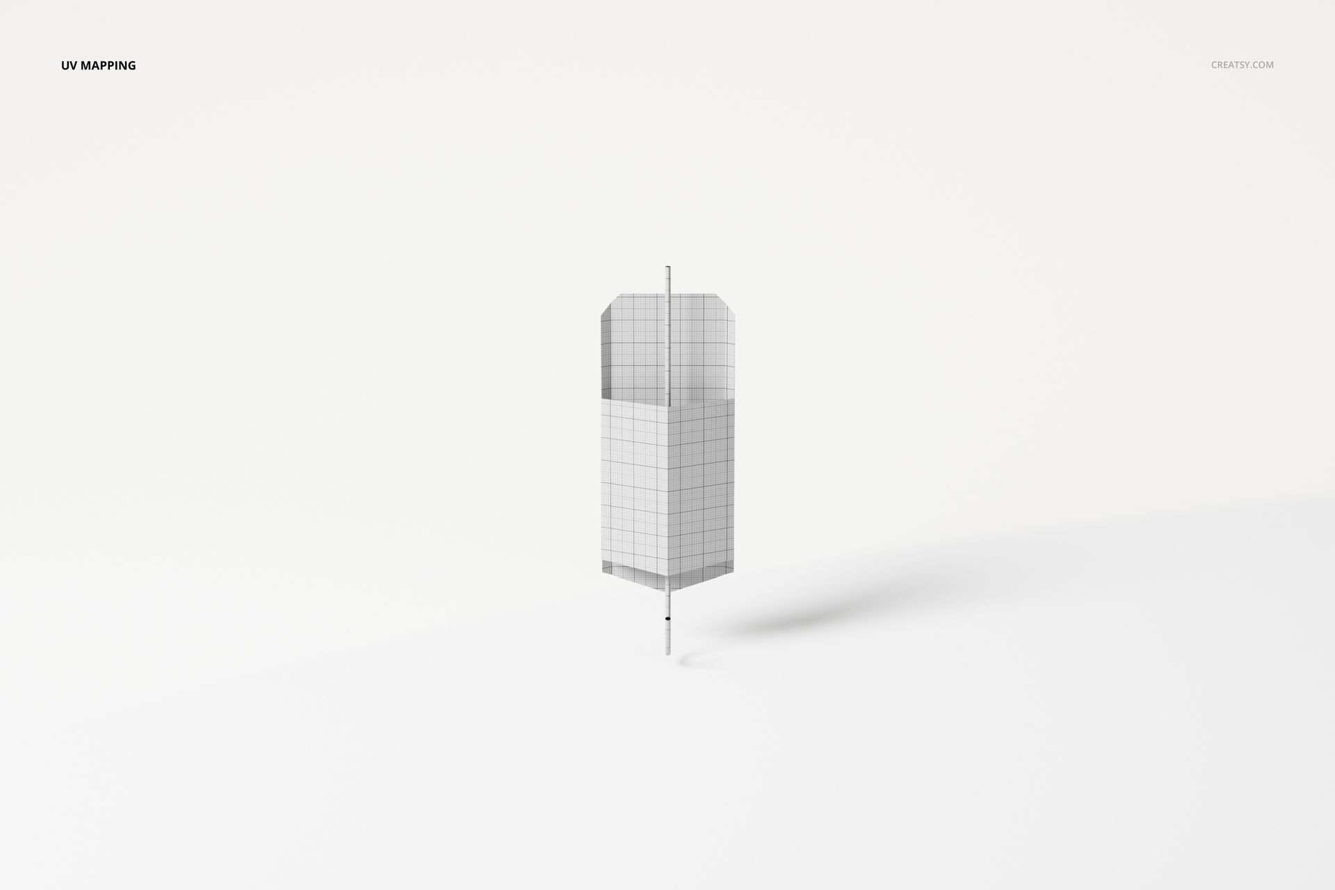 Front view of a geometric wall lamp 3D model with a sharp-edged shape, shown in wireframe on a white background.