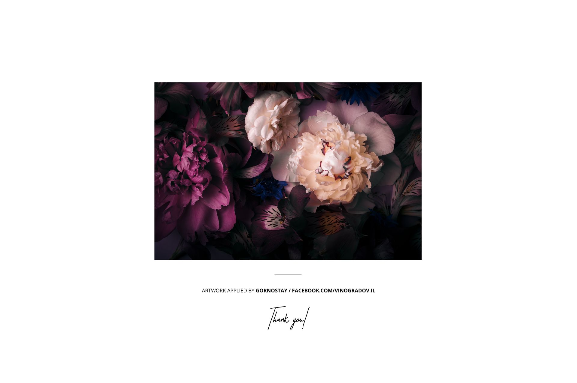 Square canvas print mockup featuring a dark floral design, displayed with an editable tube for packaging.