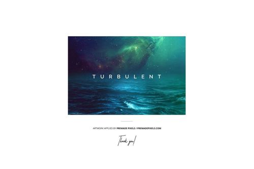 Front view of a marbled effect vinyl record cover mockup featuring a cosmic sky and turbulent ocean scene.