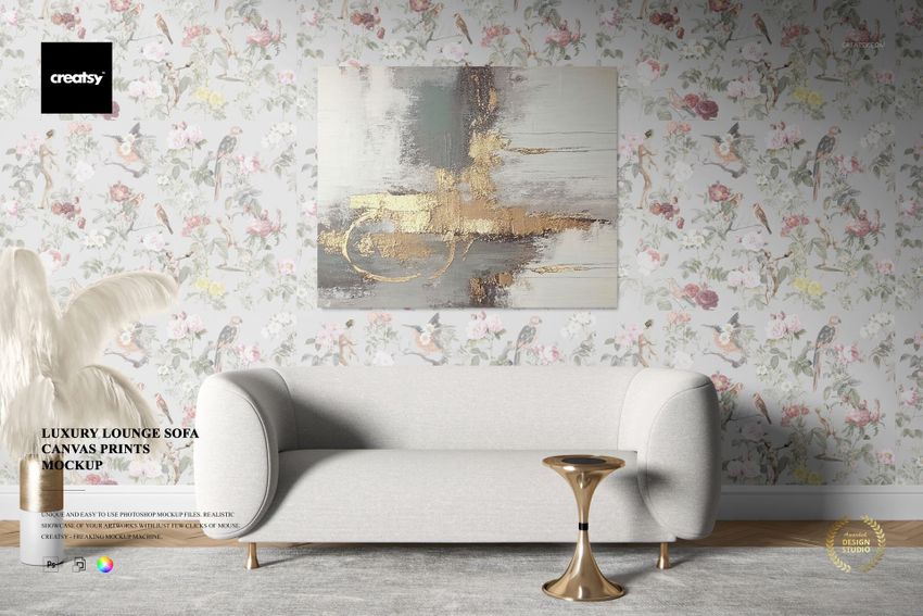 Luxury Lounge Sofa Canvas Print Mockup - mockup screenshot 1