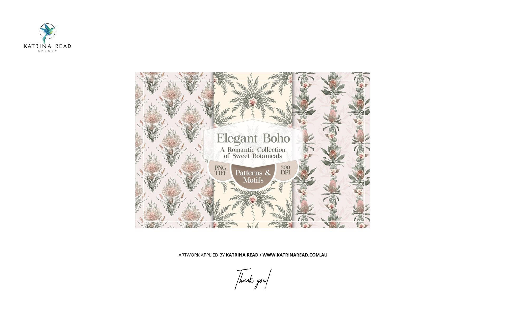 Three decorative pillow mockups with elegant boho botanical patterns in soft pastel colors on a white background.