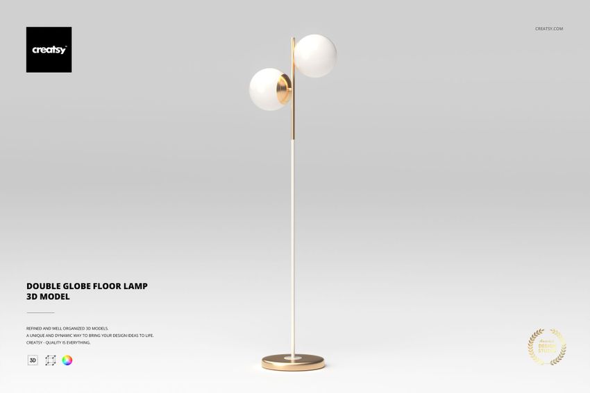 Double Globe Floor Lamp 3D Model - mockup screenshot 1