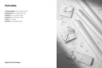 Top view of Valentine’s wrapping paper mockup with grid pattern, rolled sheets, and wrapped gifts with ribbons.