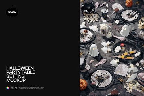 Halloween Party Table Setting Mockup - mockup preview 1