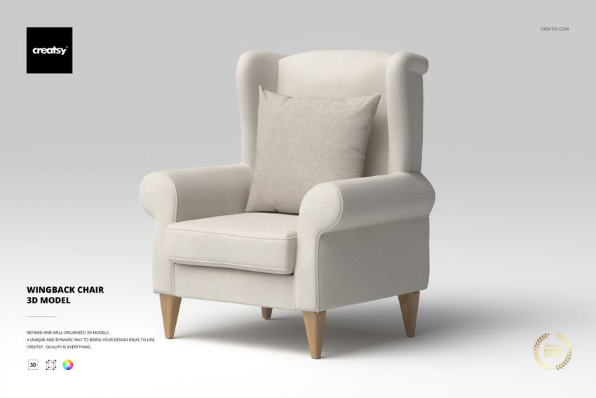 Wingback Chair 3D Model - mockup screenshot 1
