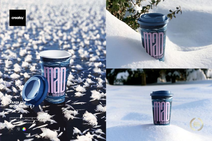 Winter Paper Cup Mockup Set v.4 - mockup screenshot 1