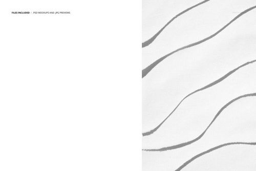 Jersey fabric mockup showing torn-edged pieces with soft gray wavy stripes, displayed from a top perspective.