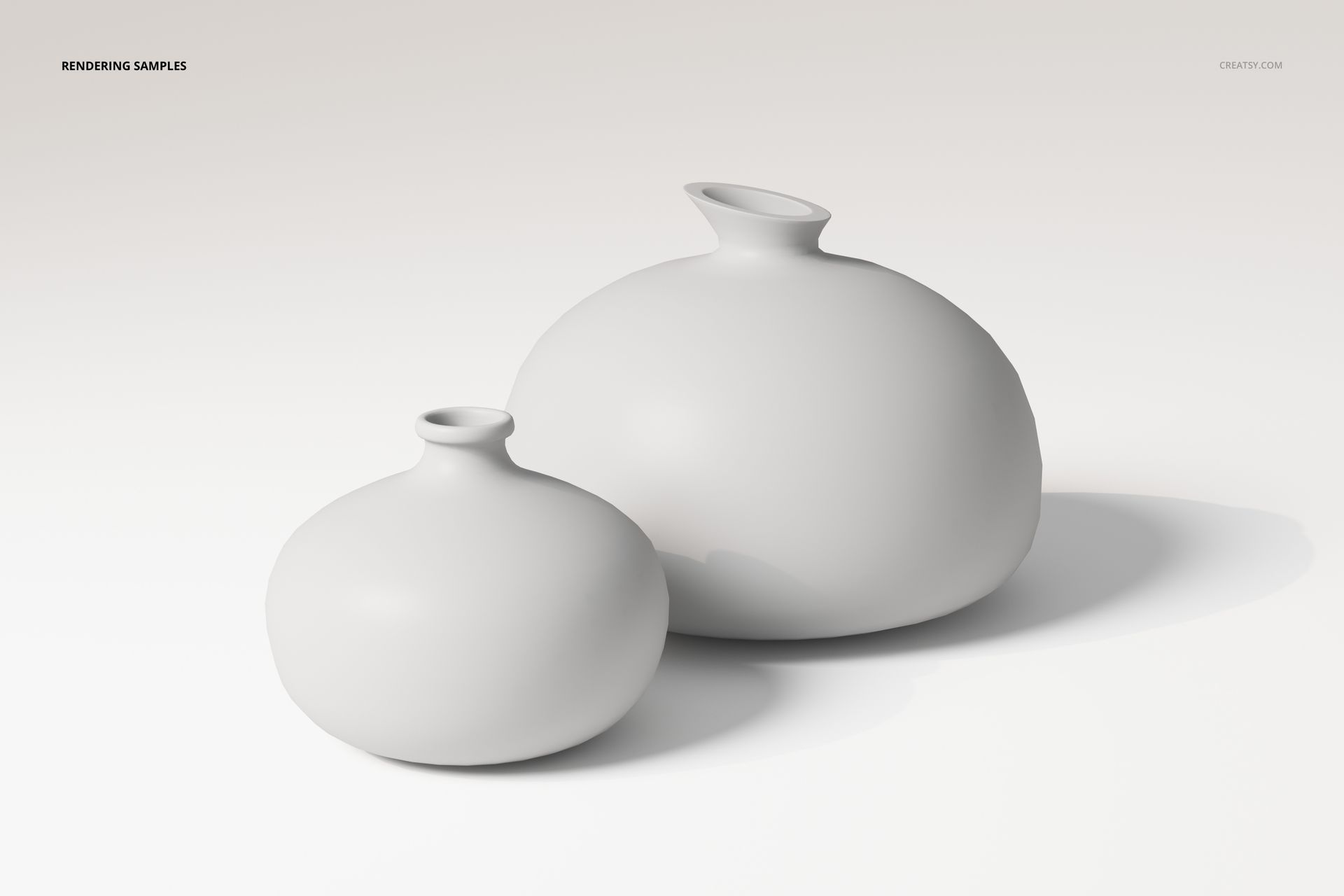 Round Bellied Ceramic Vases 3D Model - mockup screenshot 2