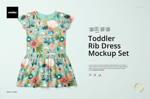 Toddlers Rib Dress Mockup Set - mockup preview 1