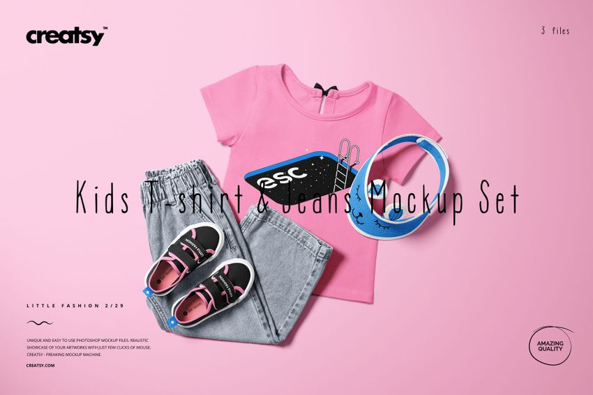 Kids T-shirt & Jeans Mockup Set (29/LFv.2) - mockup screenshot 1