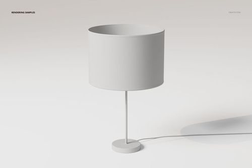 Rectangular nightstand lamp with a cylindrical white shade and slim base, shown from a front angle on a plain surface.
